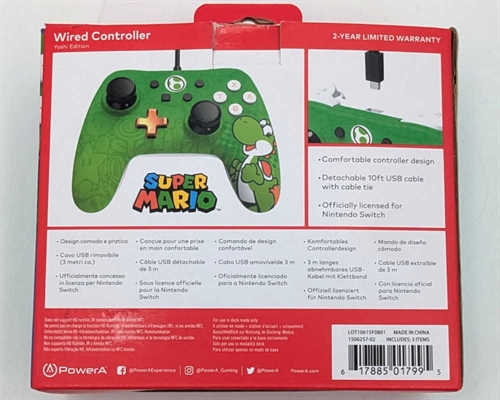 PowerA Super Mario Wired Controller - Yoshi Edition - Grøn - Nintendo Switch Tilbehør (A-Grade) (Genbrug)